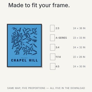 Chapel Hill map wall art — Listing image 08 — sizes