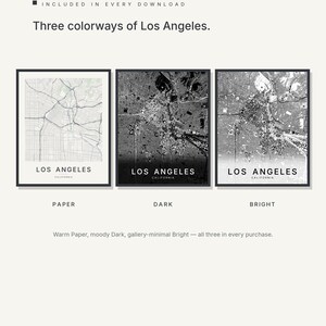 Los Angeles map wall art — Listing image 02 — colorways