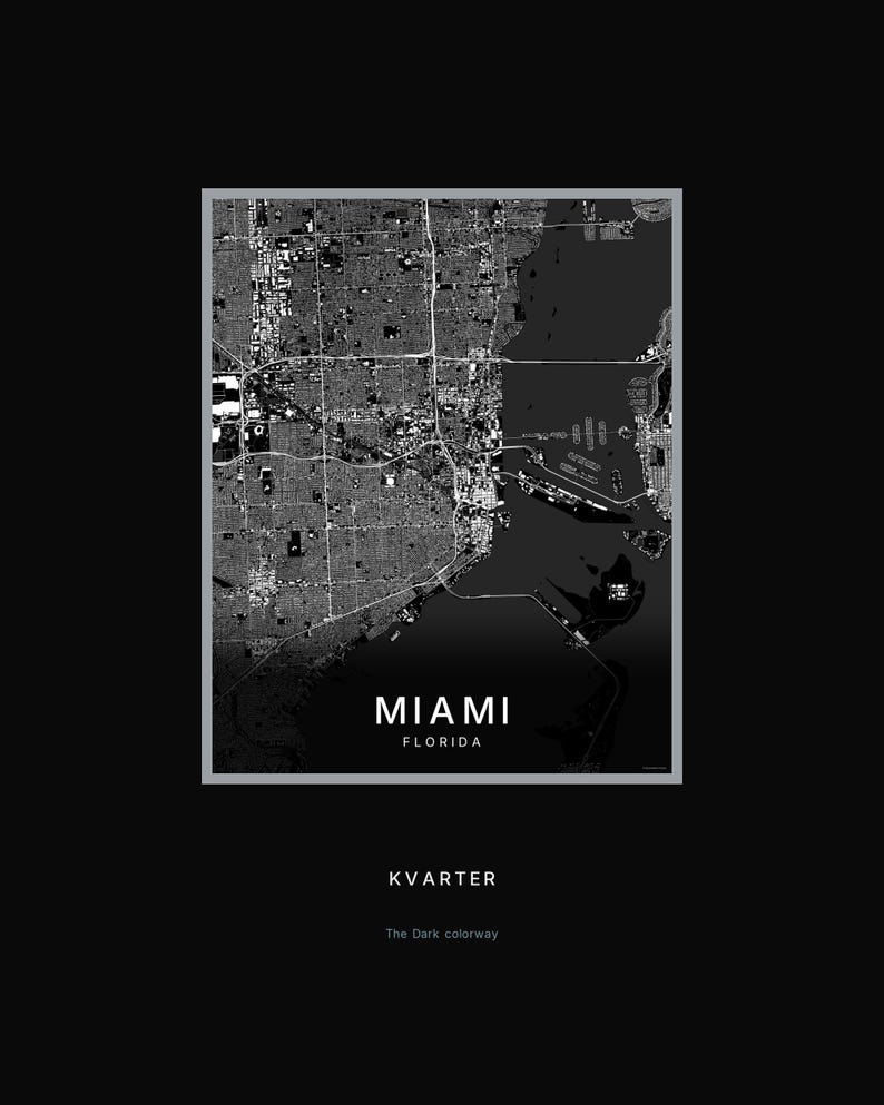 Miami map wall art — Listing image 08 — hero dark