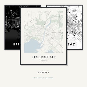 Halmstad Map Print, Wall Art, Printable, Digital Download, Minimalist City Map Poster, Scandi, Housewarming Gift image 1