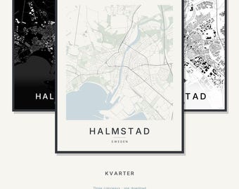 Halmstad Map Print, Wall Art, Printable, Digital Download, Minimalist City Map Poster, Scandi, Housewarming Gift
