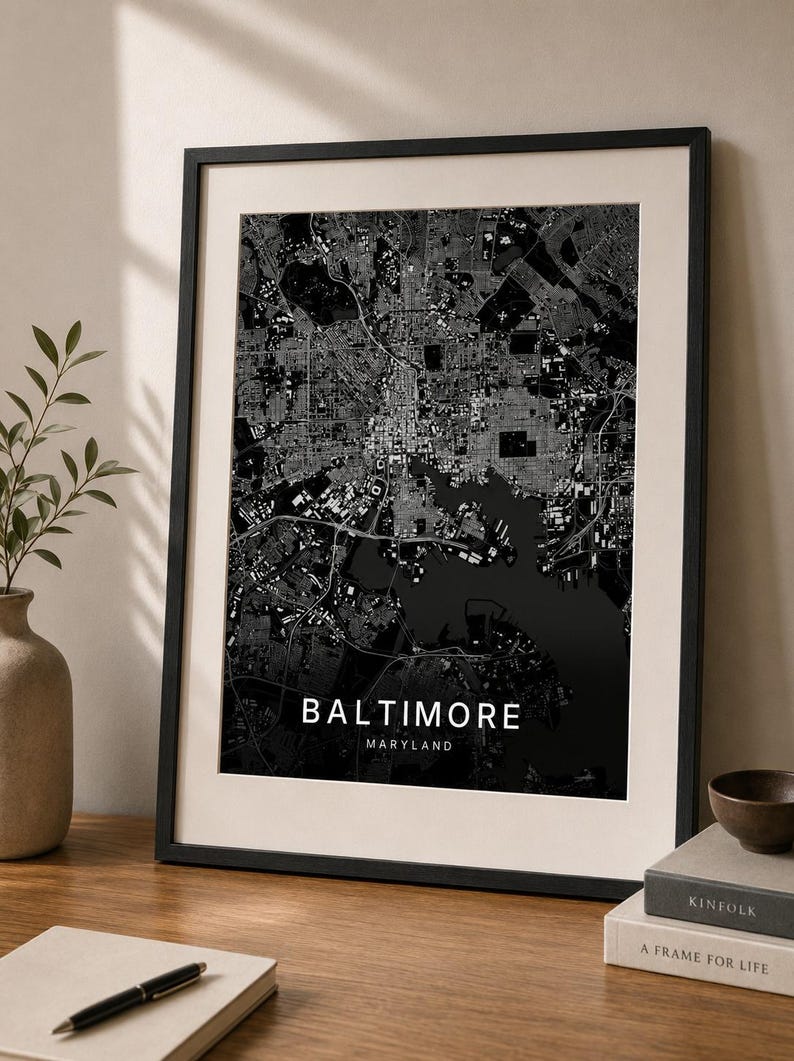 Baltimore map wall art — Photo of the poster in an interior