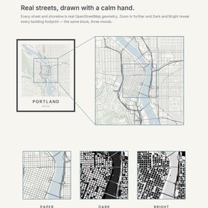 Portland map wall art — Listing image 04 — detail