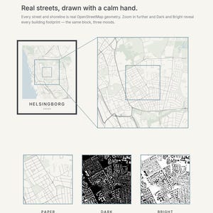 Helsingborg-Stadtplan als Kunstdruck, Wandbild zum Ausdrucken, Digitaler Download, Minimalistisches Stadtplan-Poster, Skandinavische Deko, Einzugsgeschenk Bild 4