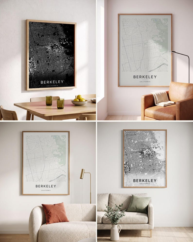 Berkeley map wall art — Listing image 02 — colorways