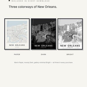 New Orleans map wall art — Listing image 02 — colorways