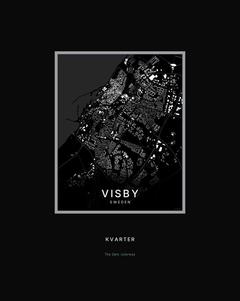 Visby Map Print, Wall Art, Printable, Digital Download, Minimalist City Map, Scandi Poster, Housewarming Gift image 9