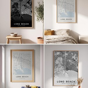 Long Beach map wall art — Listing image 02 — colorways