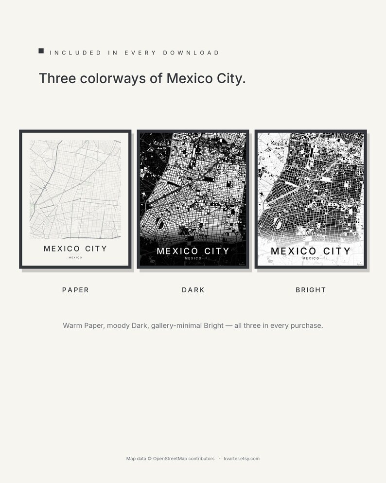 Mexico City map wall art — Listing image 03 — flat