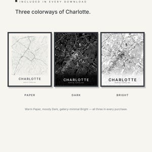 Charlotte map wall art — Listing image 02 — colorways