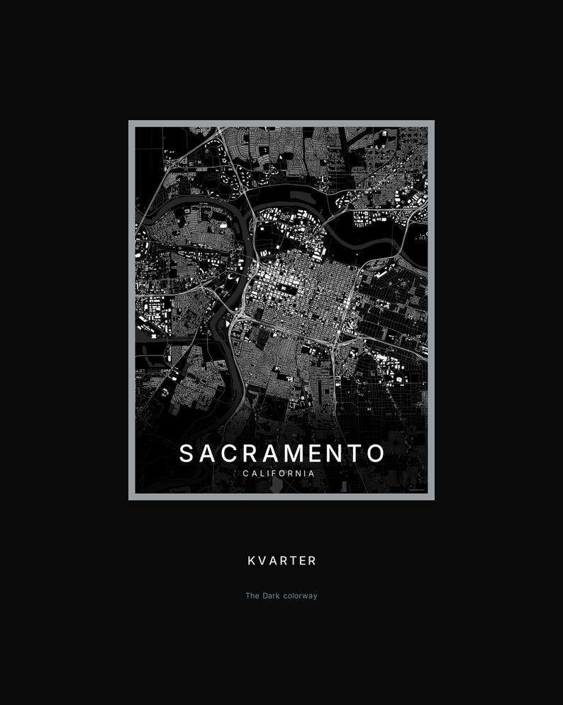 Sacramento map wall art — Listing image 08 — hero dark