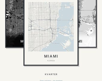 Miami-Stadtplan als Kunstdruck, Miami-Poster, Moderne Wandkunst, Minimalistischer Stadtplan, USA-Karte zum Ausdrucken, Digitaler Download, Einzugsgeschenk