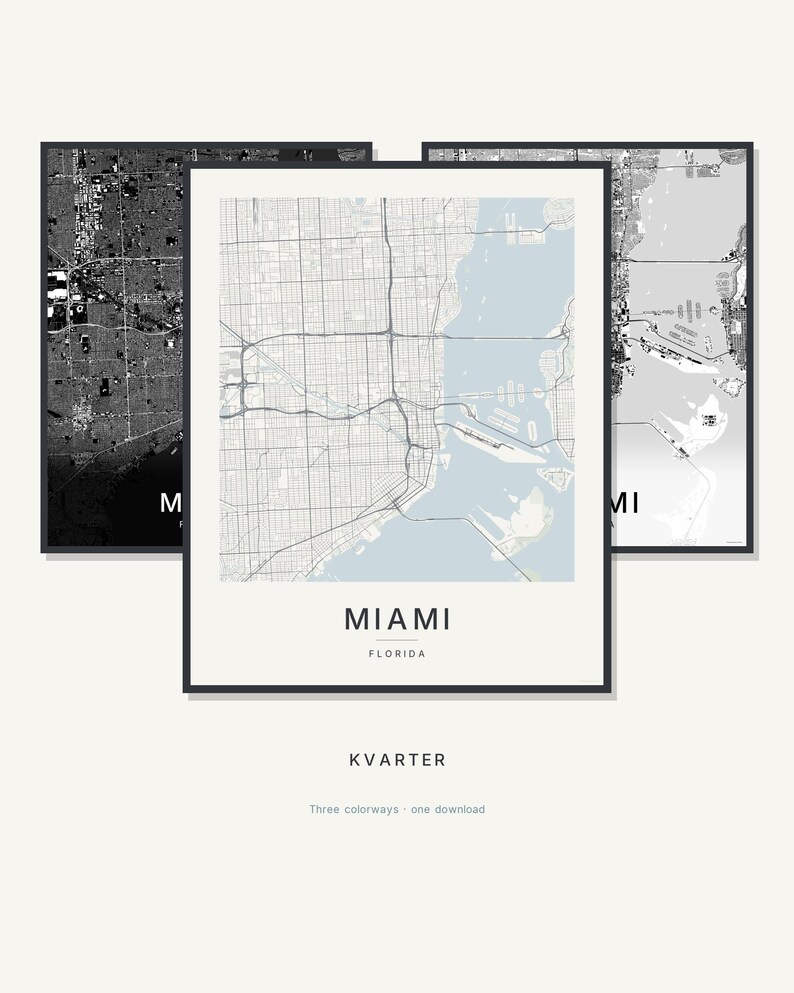 Miami map wall art — Listing image 01 — hero