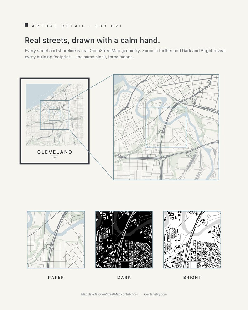 Cleveland map wall art — Listing image 04 — detail