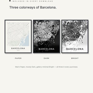 Barcelona map wall art — Listing image 02 — colorways