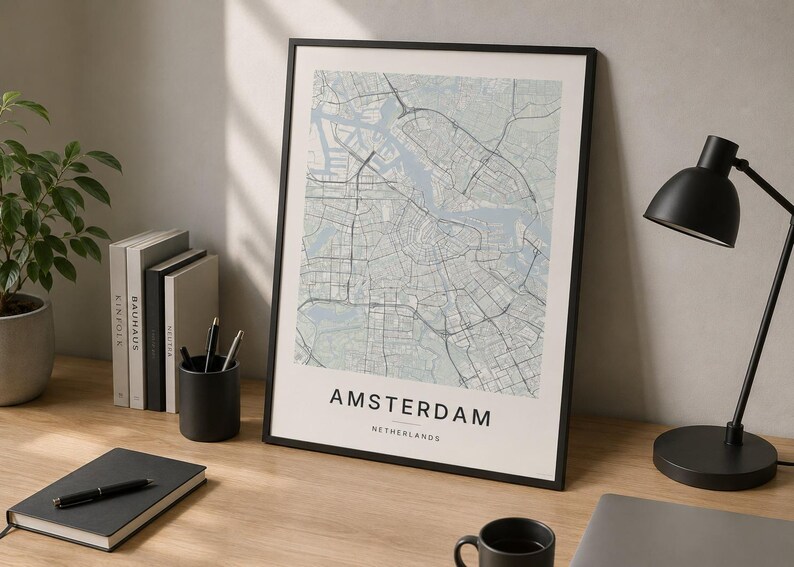 Amsterdam map wall art — Photo of the poster in an interior