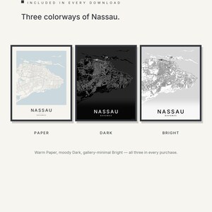 Nassau map wall art — Listing image 02 — colorways