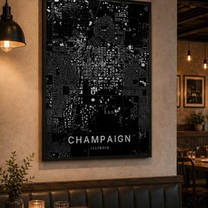 Champaign map wall art — Listing image 08 — hero dark