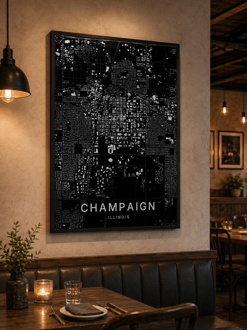 Champaign map wall art — Listing image 08 — hero dark