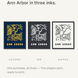 Ann Arbor map wall art — Listing image 05 — colorways