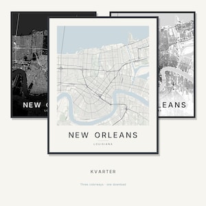 New Orleans Map Print, New Orleans Poster, Modern Wall Art, Minimalist City Map, US Printable, Digital Download, Housewarming Gift