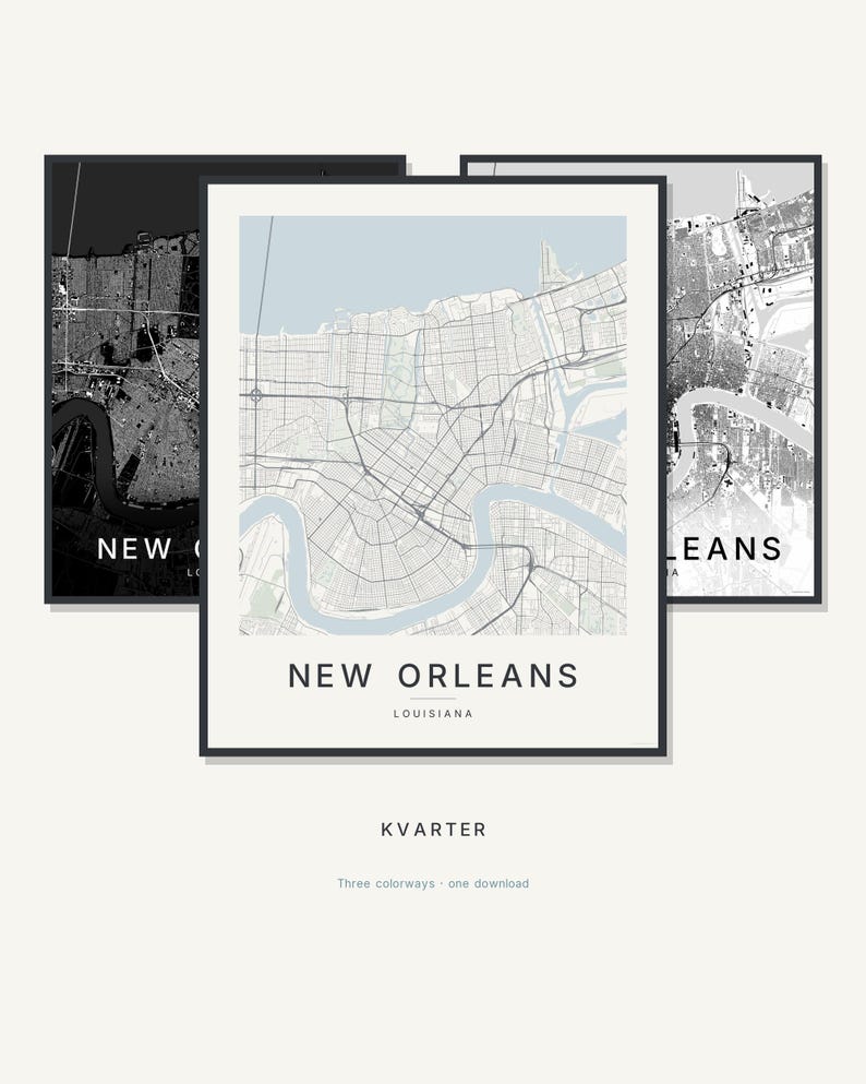 New Orleans map wall art — Listing image 01 — hero