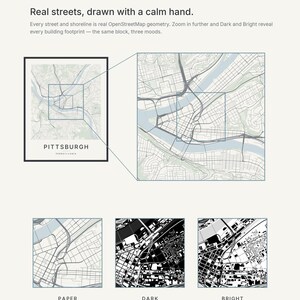 Pittsburgh map wall art — Listing image 04 — detail