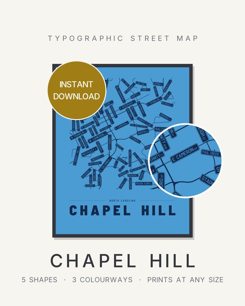 Chapel Hill map wall art — Listing image 01 — hero
