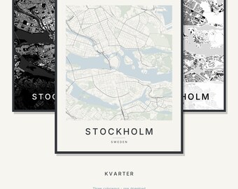 Stockholm-Stadtplan als Kunstdruck, Stockholm-Poster, Skandinavische Wandkunst, Minimalistischer Stadtplan, Schweden-Druckvorlage, Digitaler Download, Einzugsgeschenk