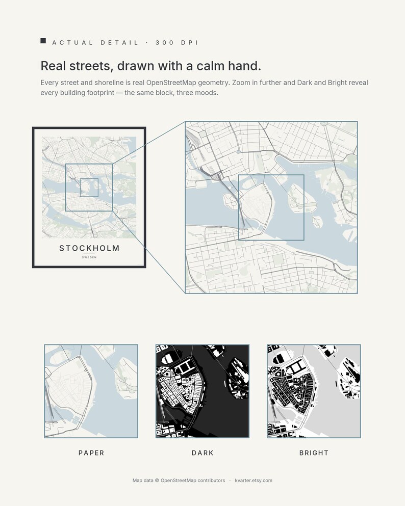 Stockholm Map Print, Stockholm Poster, Scandinavian Wall Art, Minimalist City Map, Sweden Printable, Digital Download, Housewarming Gift image 5