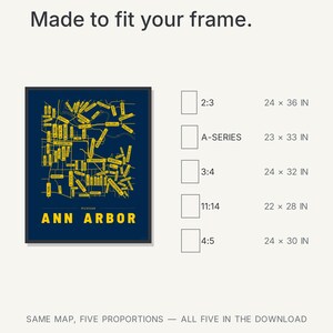 Ann Arbor map wall art — Listing image 08 — sizes