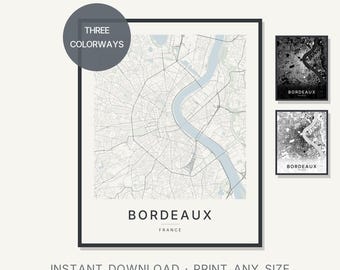 Bordeaux France Map Print, Minimalist City Wall Art (Digital Download)