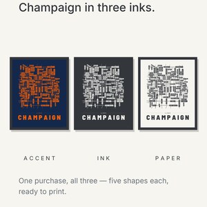 Champaign map wall art — Listing image 05 — colorways