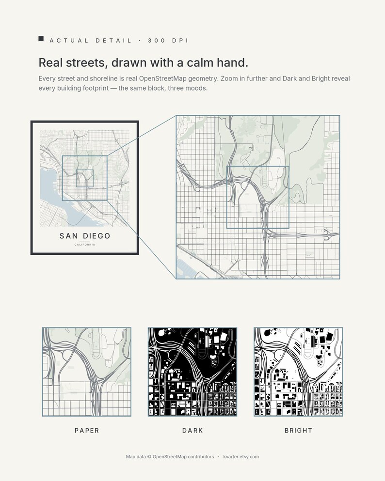San Diego map wall art — Listing image 04 — detail