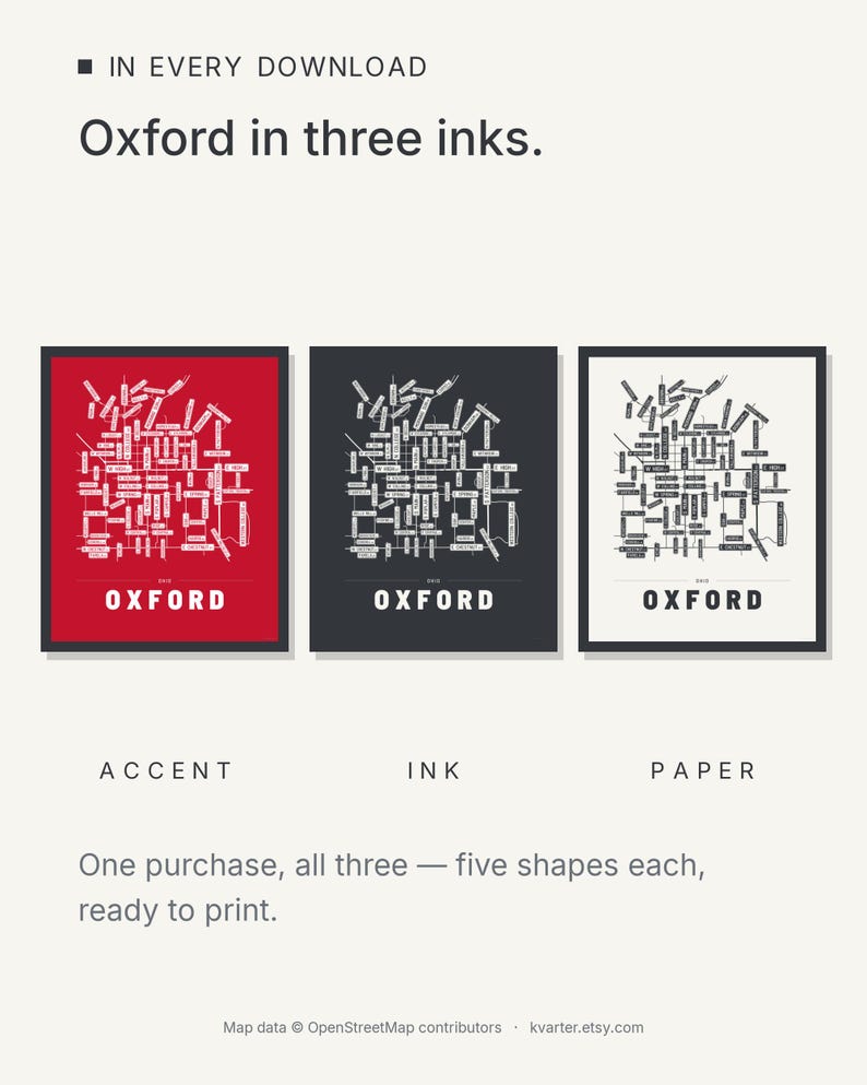 Oxford map wall art — Listing image 05 — colorways