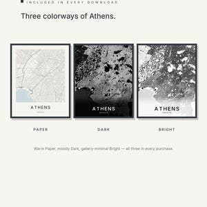 Athens map wall art — Listing image 02 — colorways