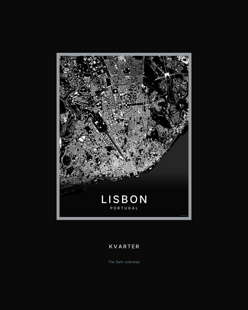 Lisbon map wall art — Listing image 08 — hero dark
