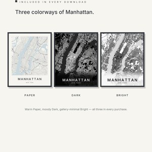 Manhattan map wall art — Listing image 02 — colorways