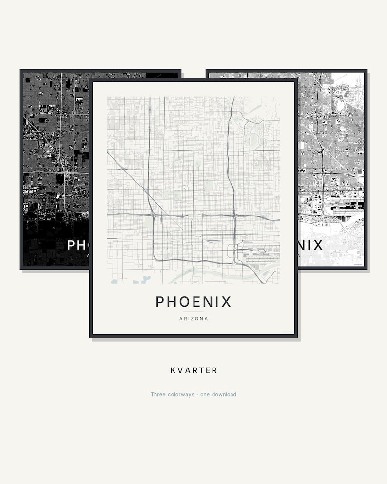 Phoenix map wall art — Listing image 01 — hero