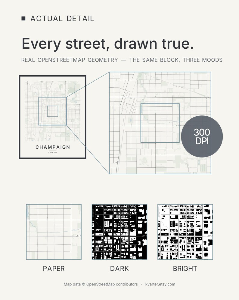 Champaign map wall art — Listing image 05 — whatyouget