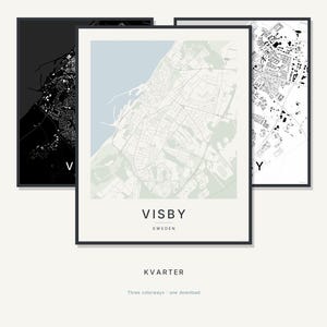 Visby Map Print, Wall Art, Printable, Digital Download, Minimalist City Map, Scandi Poster, Housewarming Gift image 1