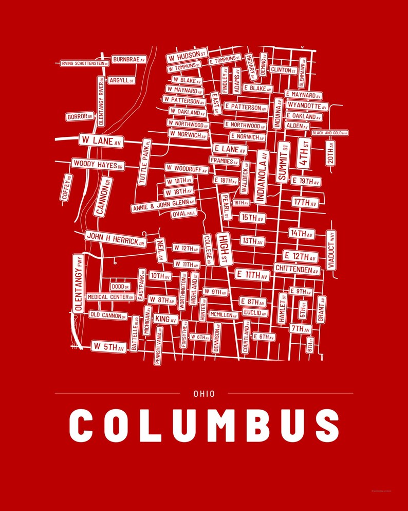 Columbus map wall art — Listing image 04 — flat