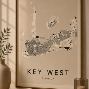 Key West map wall art — Photo of the poster in an interior
