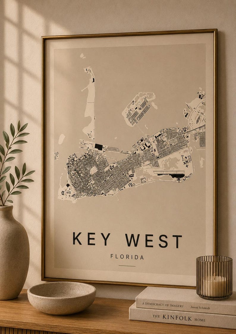 Key West map wall art — Photo of the poster in an interior