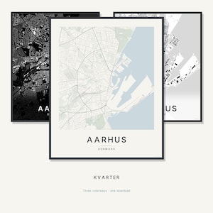 Aarhus Map Print, Wall Art, Printable, Digital Download, Minimalist City Map Poster, Scandi Housewarming Gift image 1