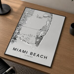 Miami Beach map wall art — Photo of the poster in an interior