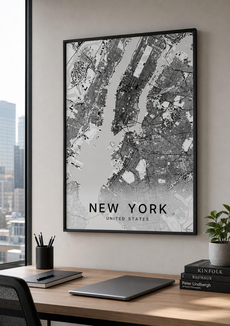 New York map wall art — Photo of the poster in an interior