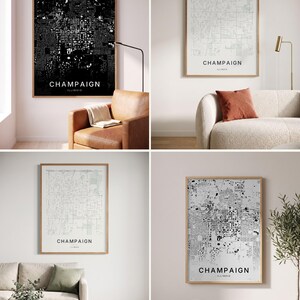 Champaign map wall art — Listing image 02 — colorways