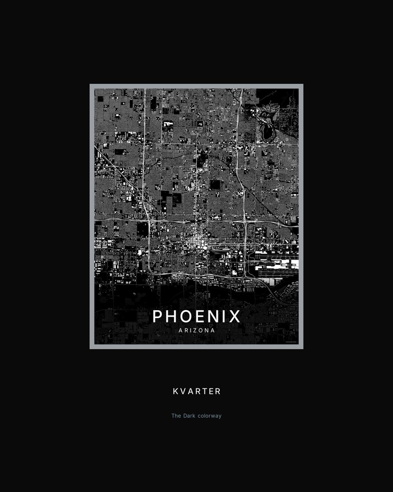 Phoenix map wall art — Listing image 08 — hero dark