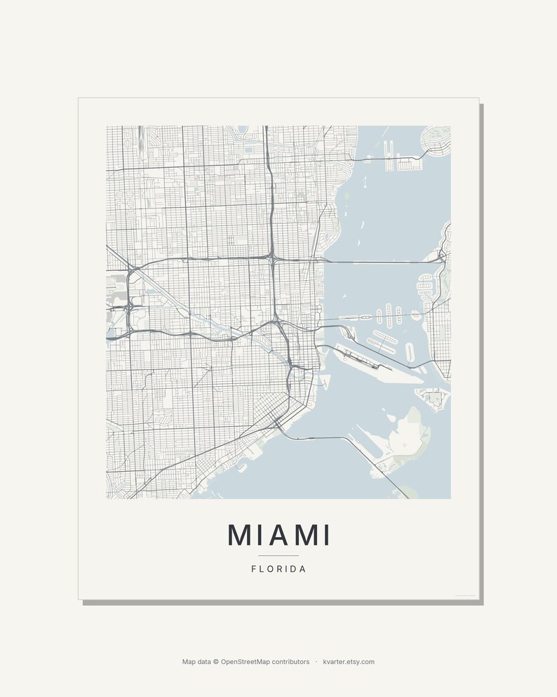 Miami map wall art — Listing image 03 — flat